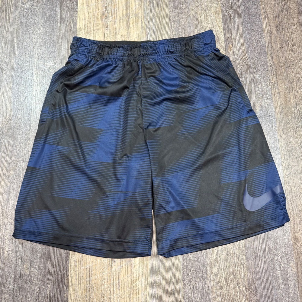 Nike Athletic Shorts Mens Large Blue Black Graphic Dri-FIT 833261 Basketball Gym